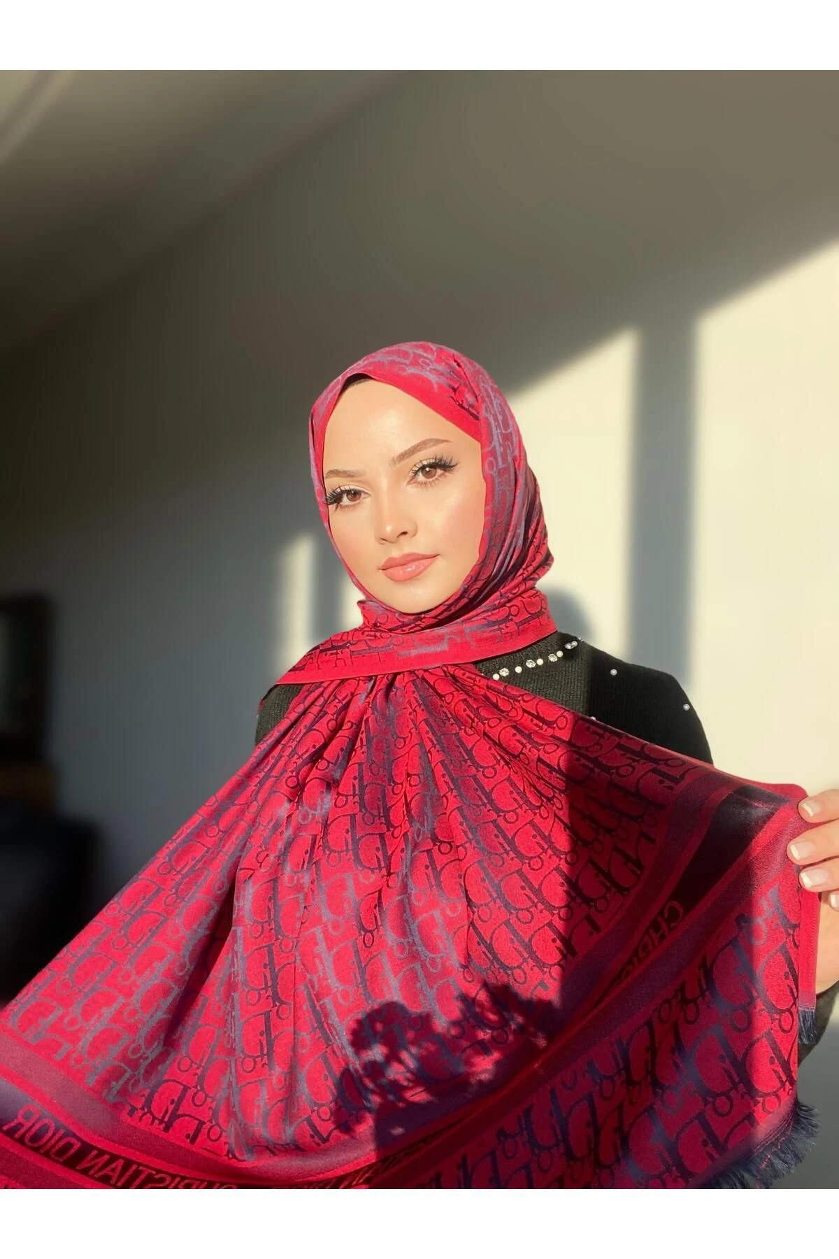 D Desenli̇ Çi̇ft Tarafli Kaşmi̇r Şal Bordo Lacivret