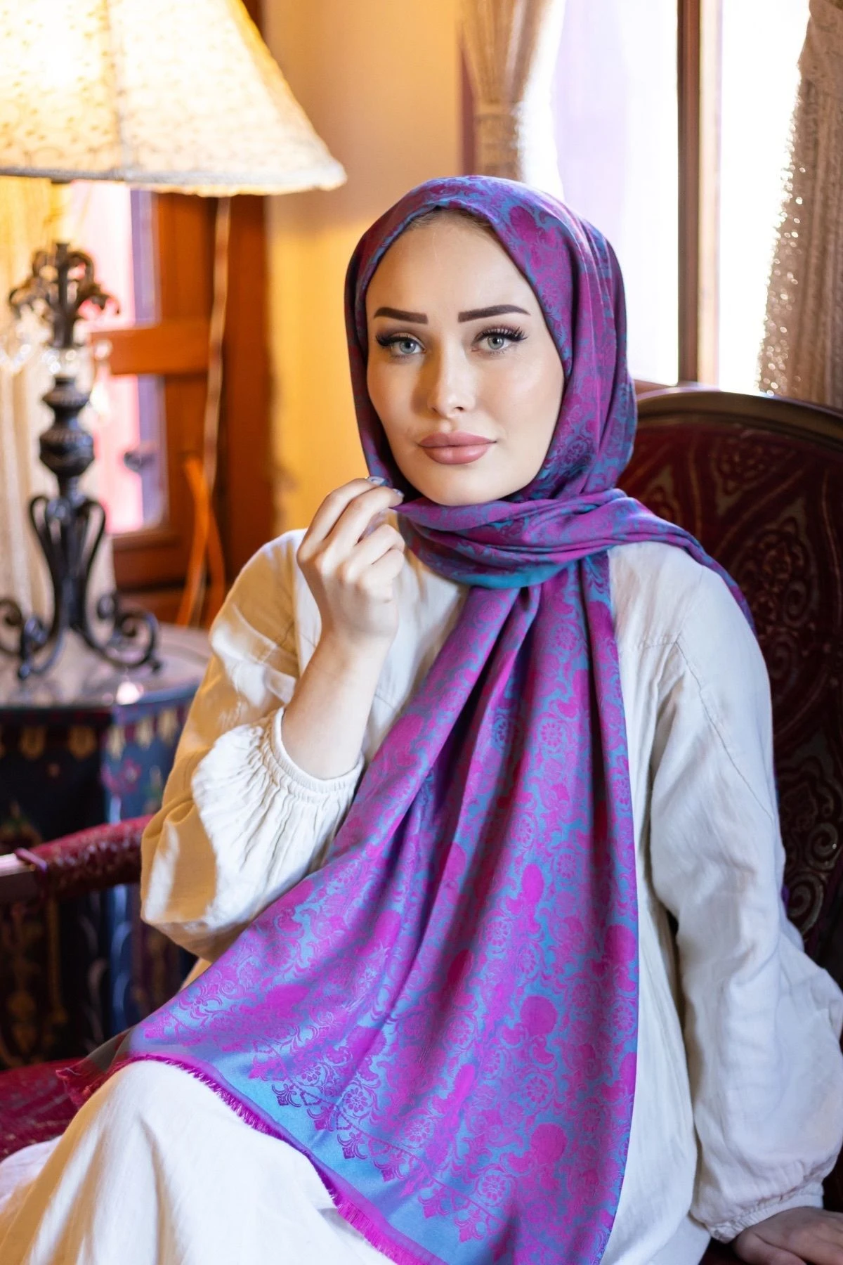 Hürrem Desenli̇ Çi̇ft Tarafli Şal Pembe