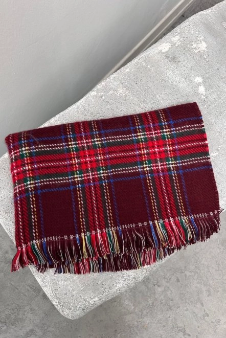 Çift Taraflı Omuz Şalı Yünlü Kışlık Kadın Bordo Omuzşal6