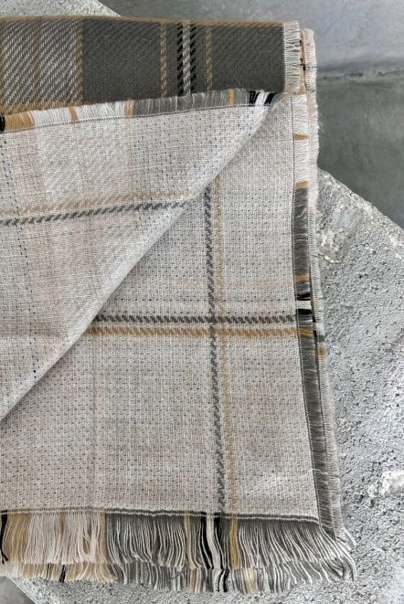 Çift Taraflı Yünlü Kışlık Omuz Şalı Gri Omzşal2