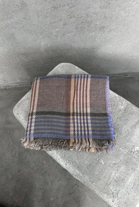 Çift Taraflı Yünlü Kışlık Omuz Şalı Mavi Omzşal3