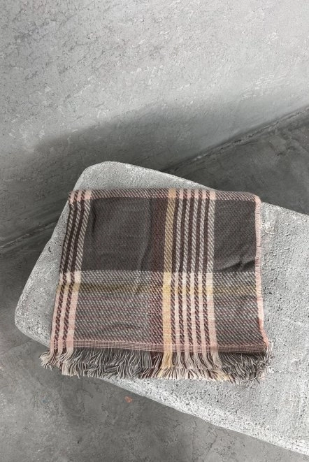 Çift Taraflı Yünlü Kışlık Omuz Şalı Pembe Omzşal4