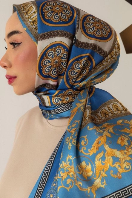 Vs Desen Vual Şal Mavi