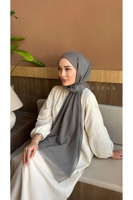 Düz Pamuk Şal Gri