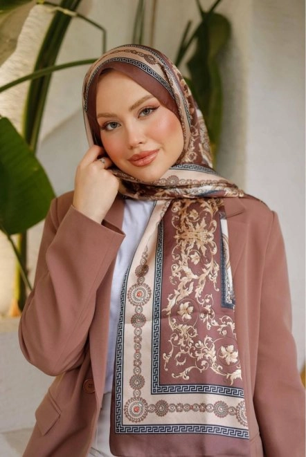 VS  Desenli Vual Şal Kahve