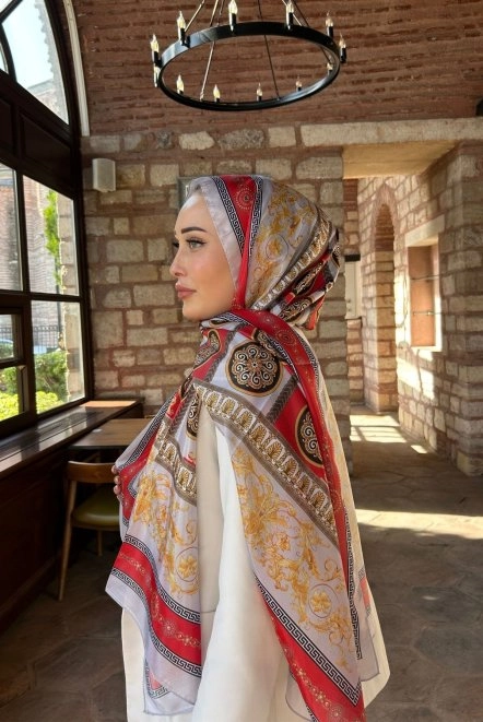 Vs Desen Vual Şal Kırmızı