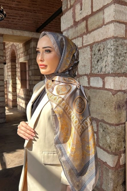 Versa Desen Vual Şal Kadın Bej