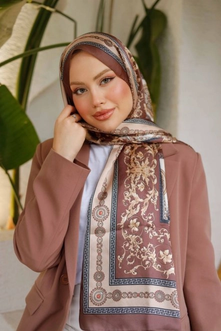 Versa Desenli Vual Şal Kadın Kahverengi