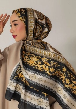 VS  Desenli Vual Şal Siyah Vizon