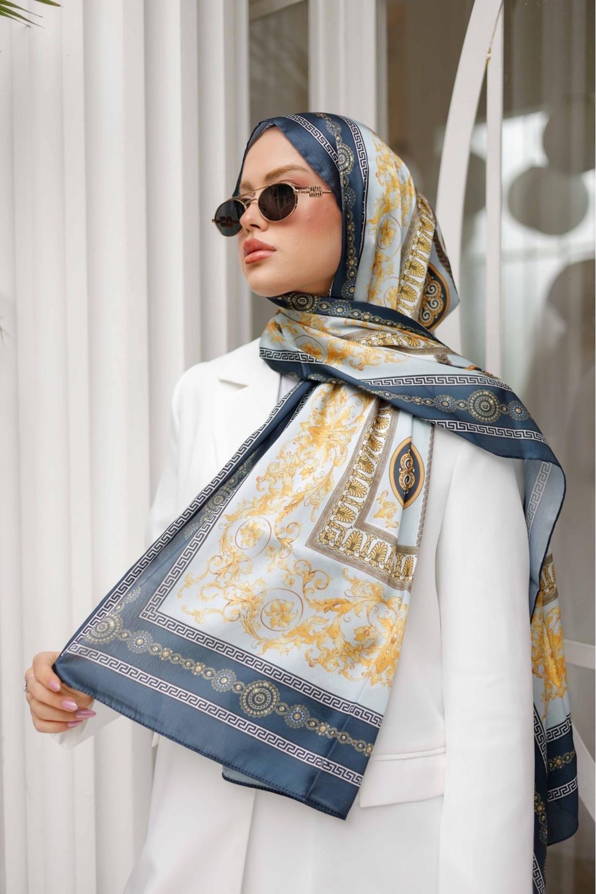 Vs Desen Vual Şal Lacivert 254685968548