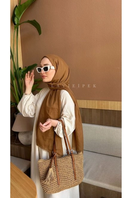 Organik Pamuk Şal Kahverengi