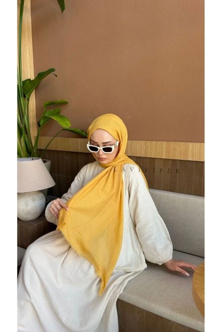 Organik Pamuk Şal Hardal