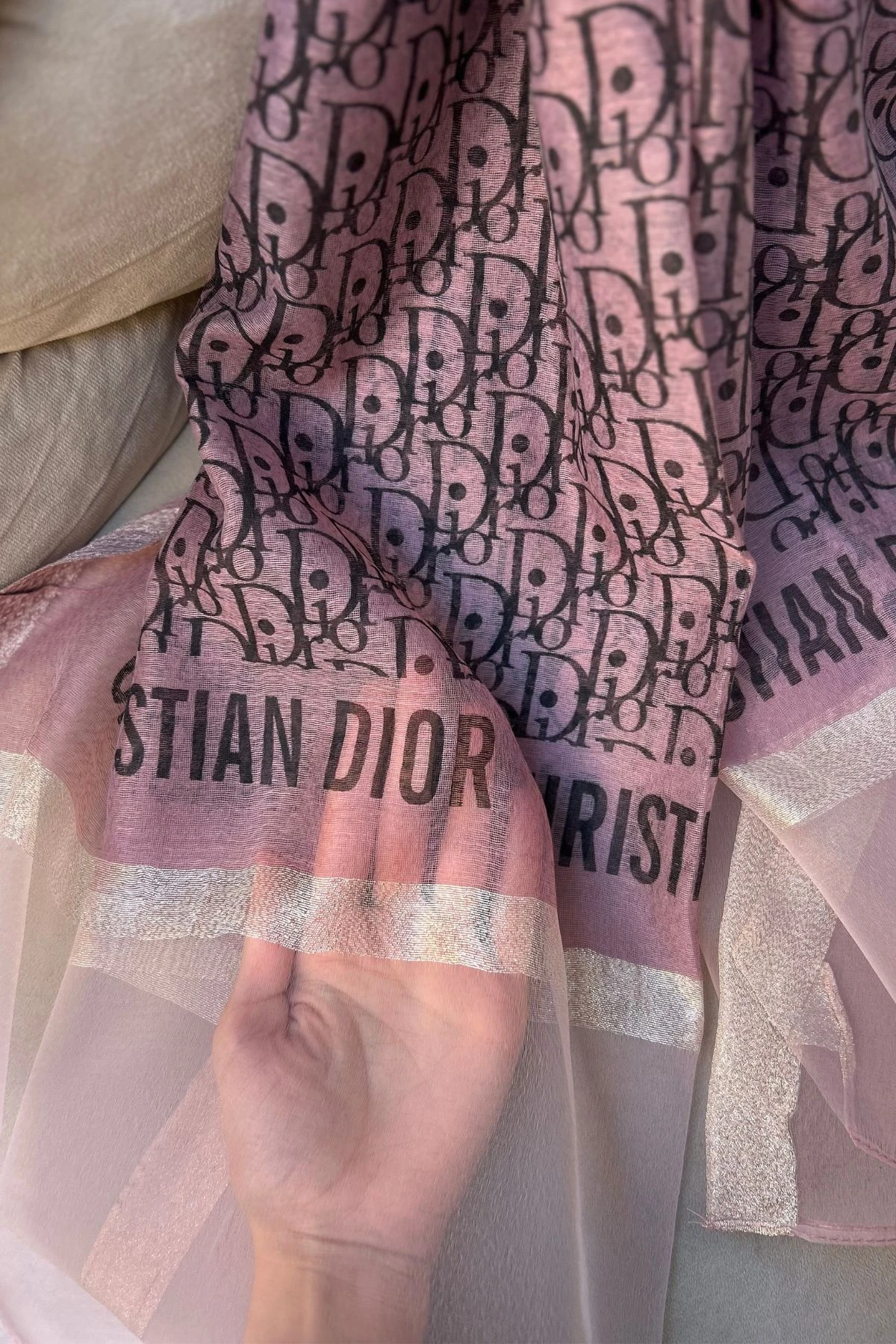 İpek Organze Tül Şal Pembe
