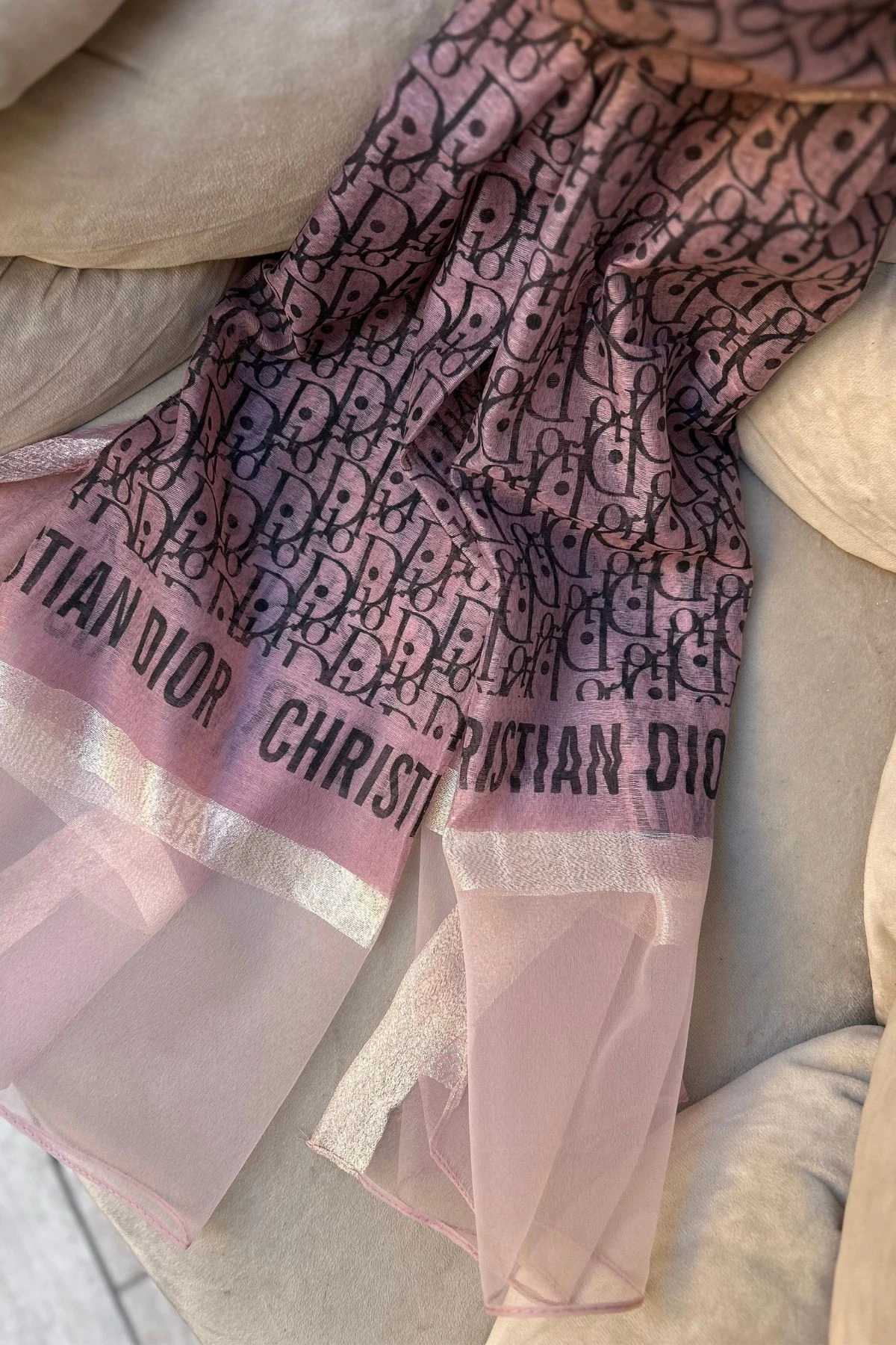 İpek Organze Tül Şal Pembe