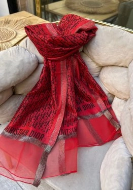 İpek Organze Tül Şal Kırmızı