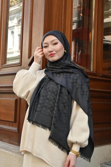 COACH DESEN YÜN İPEK ŞAL FÜME