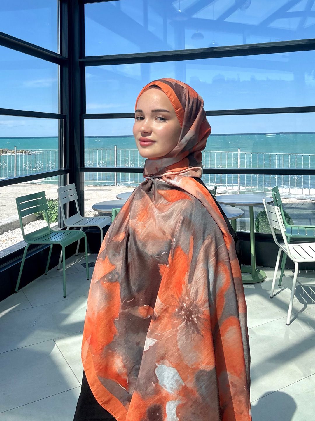 Çiçek Desenli Soft Pamuk Şal