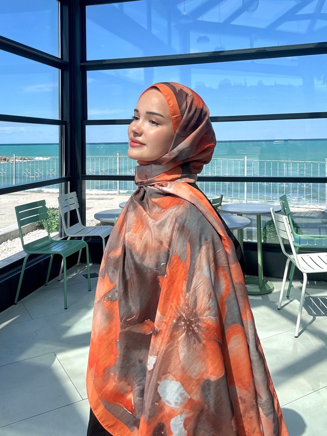 Çiçek Desenli Soft Pamuk Şal