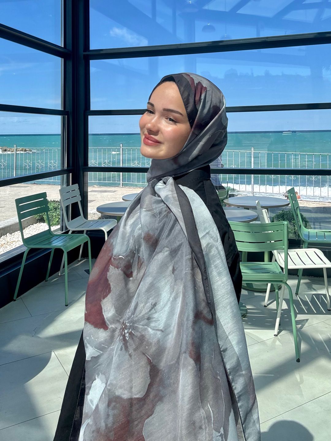 Çiçek Desenli Soft Pamuk Şal