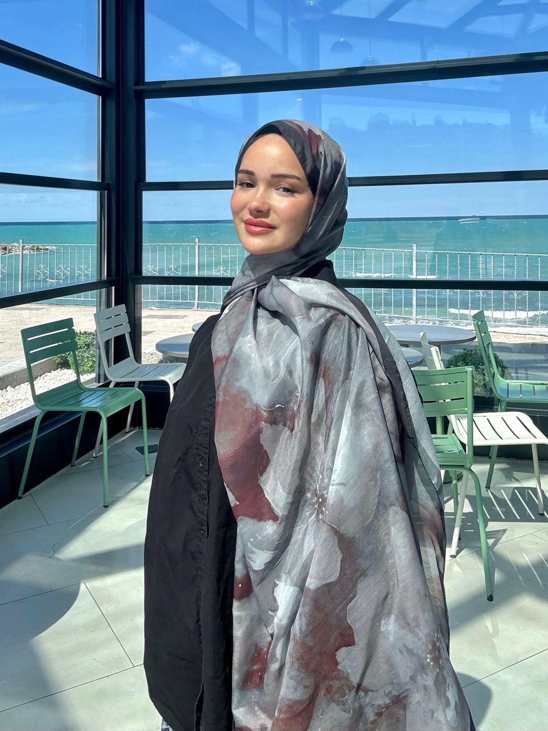 Çiçek Desenli Soft Pamuk Şal