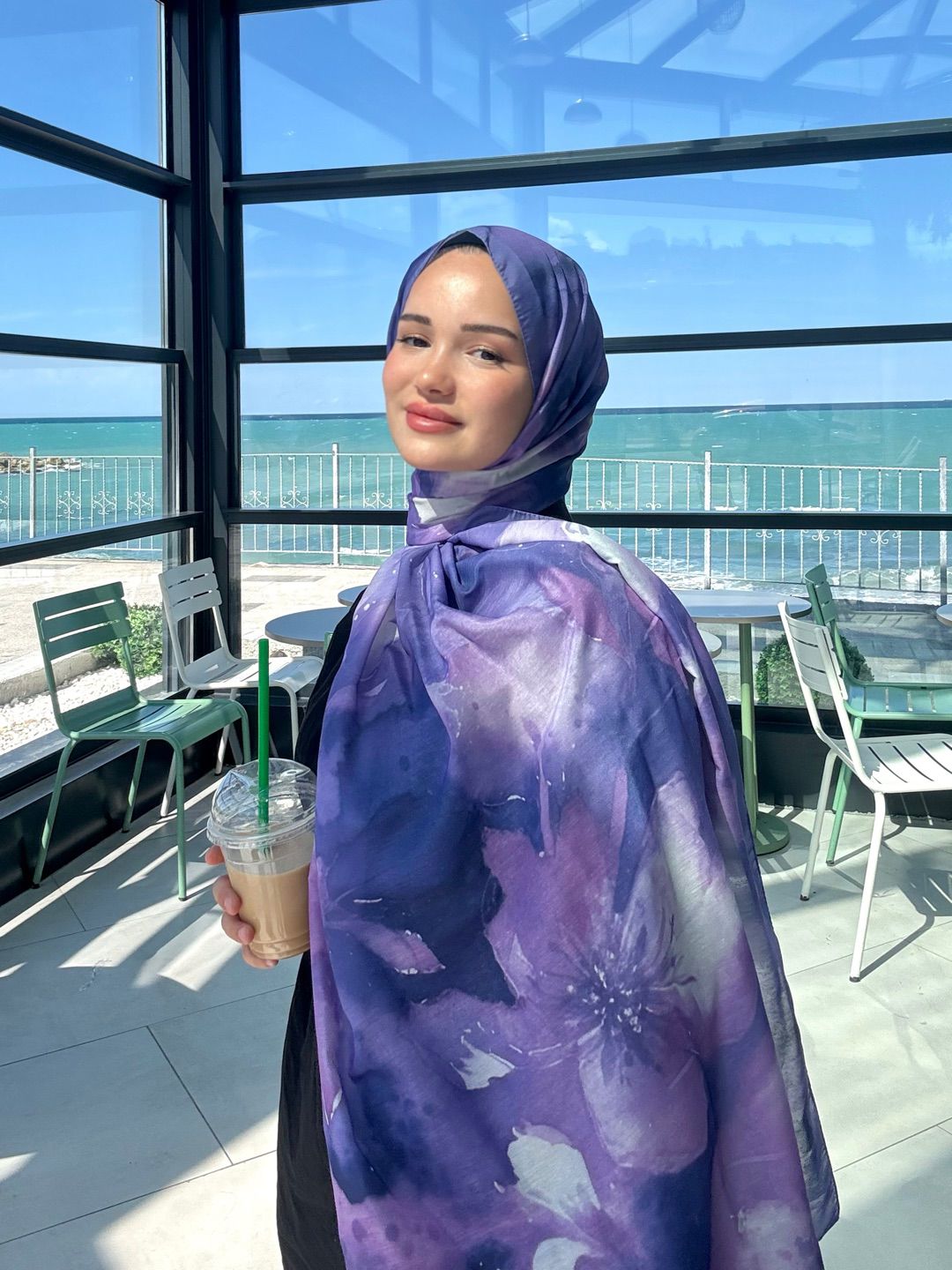 Çiçek Desenli Soft Pamuk Şal