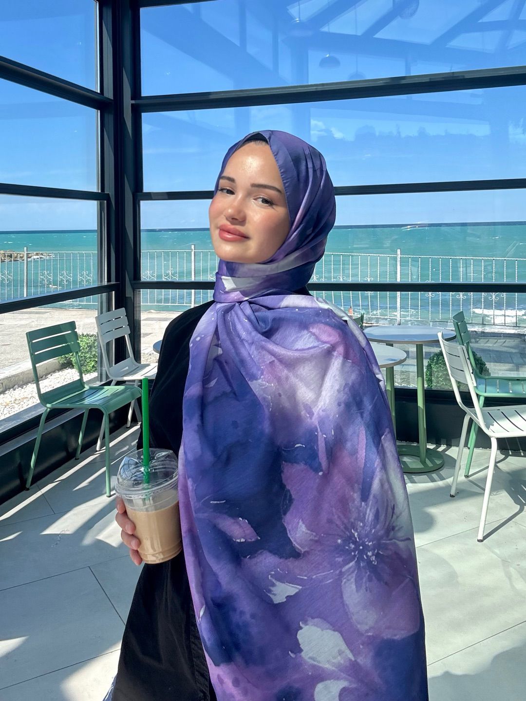 Çiçek Desenli Soft Pamuk Şal