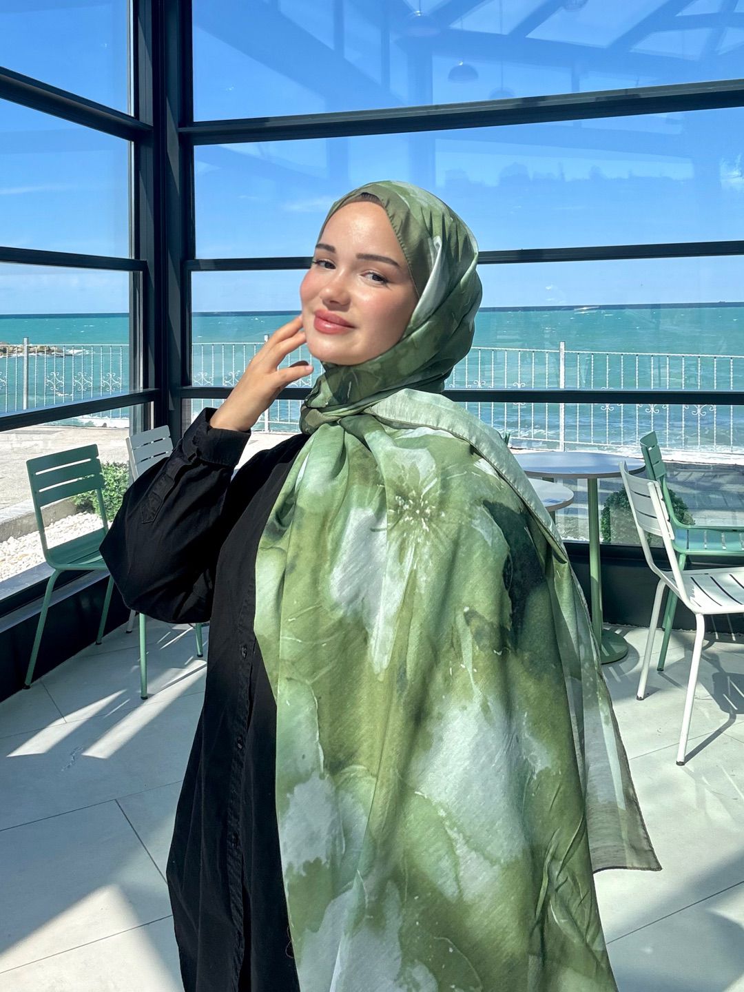 Çiçek Desenli Soft Pamuk Şal