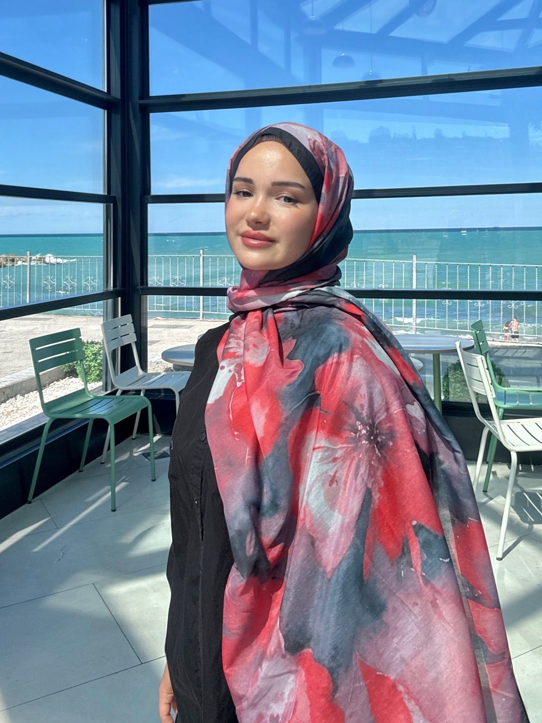 Çiçek Desenli Soft Pamuk Şal