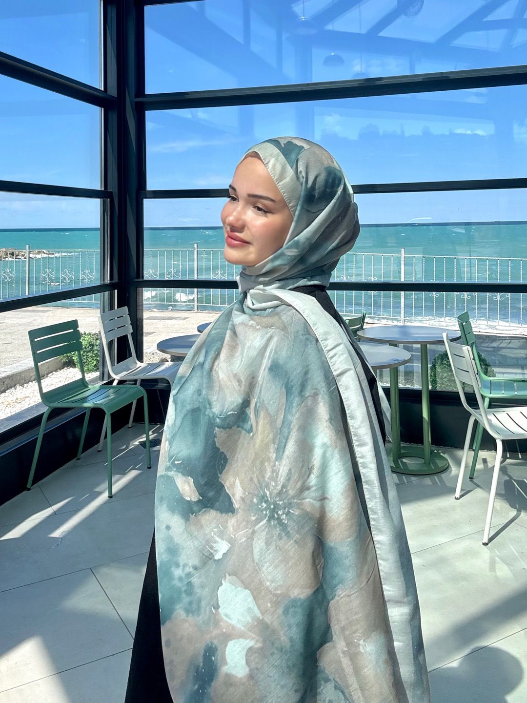 Çiçek Desenli Soft Pamuk Şal