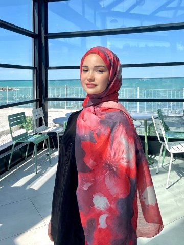 Çiçek Desenli Soft Pamuk Şal