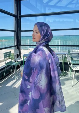 Çiçek Desenli Soft Pamuk Şal