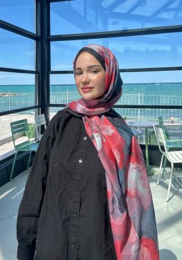 Çiçek Desenli Soft Pamuk Şal