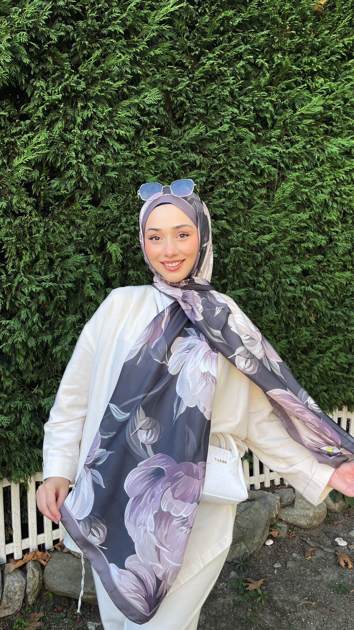 Çiçek Desenli Soft Pamuk Şal