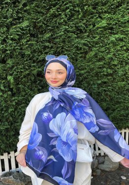 Çiçek Desenli Soft Pamuk Şal