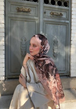 Çiçek Desenli Vual İpek Şal