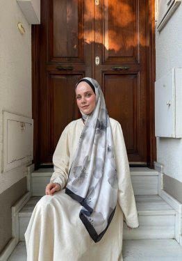 Çiçek Desenli Vual İpek Şal