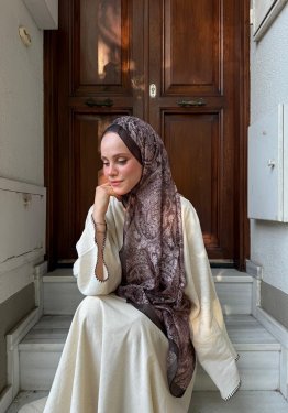 Çiçek Desenli Vual İpek Şal