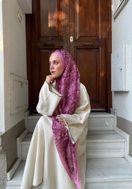 Çiçek Desenli Vual İpek Şal