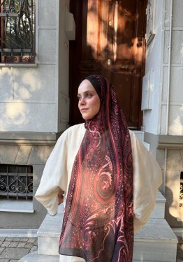 Çiçek Desenli Vual İpek Şal