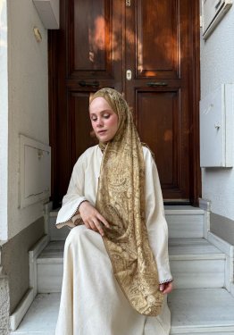 Çiçek Desenli Vual İpek Şal