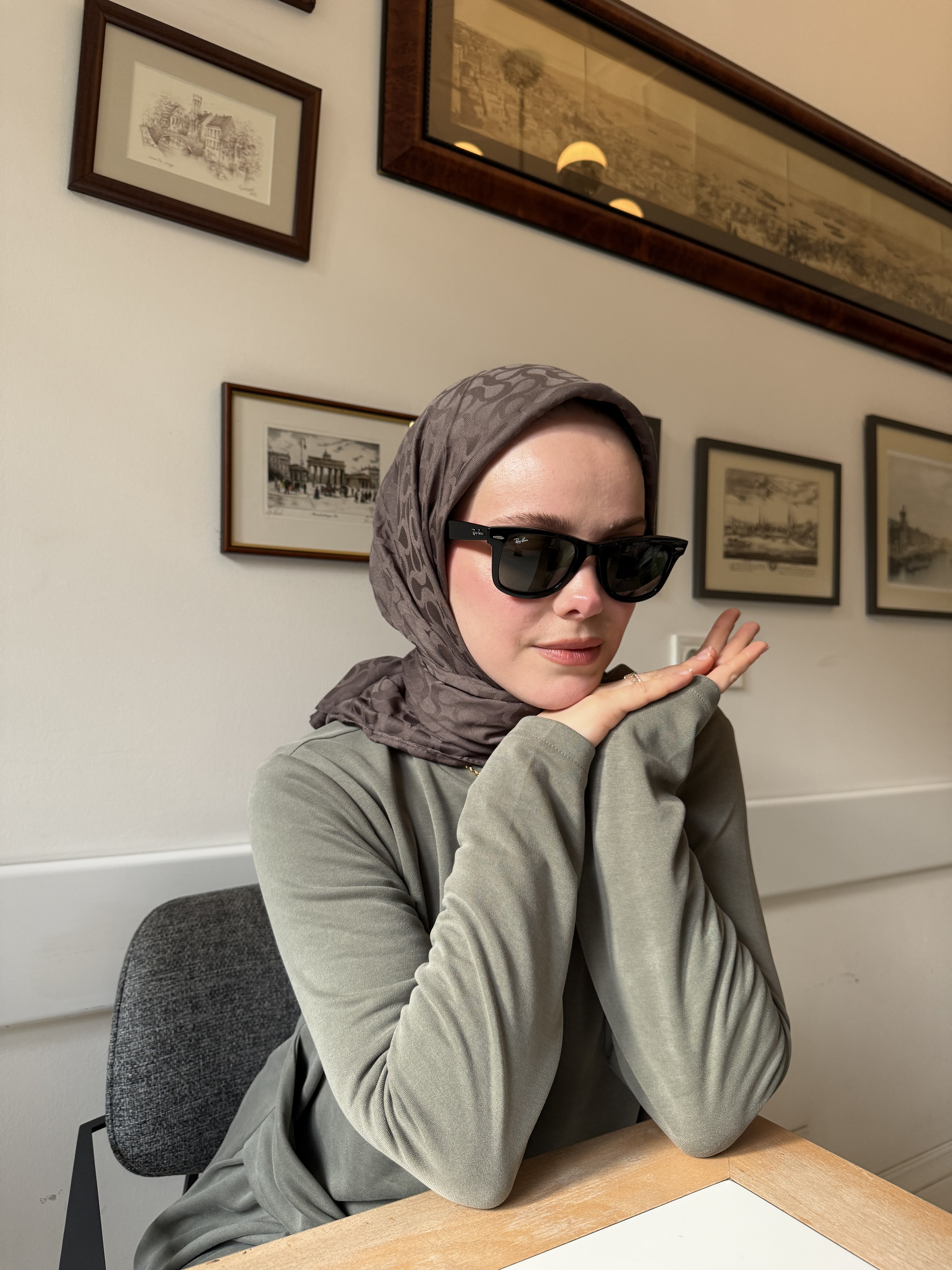 CUOCA LOUNGE Bloom Desen Küllü Kahve %100 Cotton Eşarp