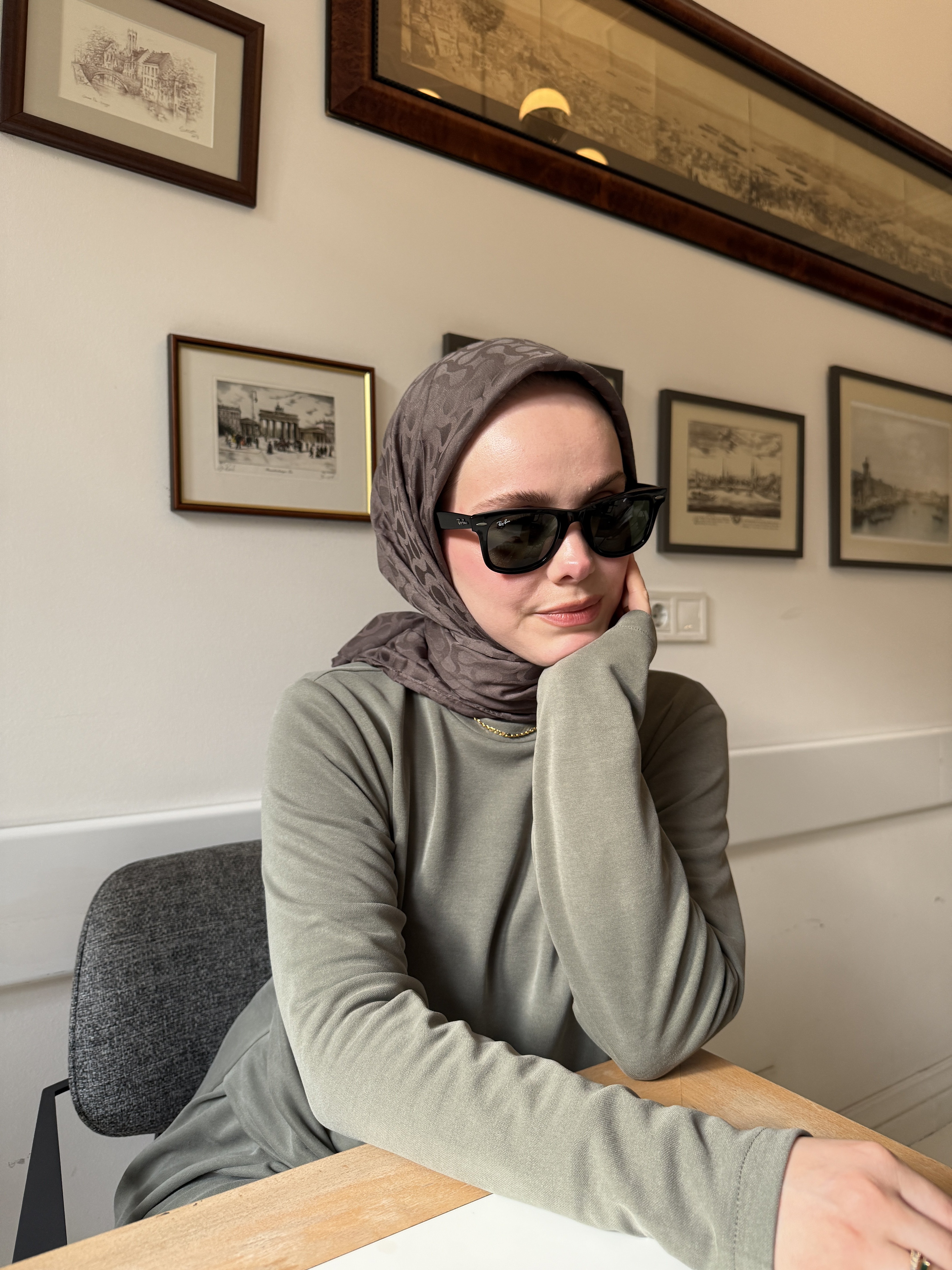 CUOCA LOUNGE Bloom Desen Küllü Kahve %100 Cotton Eşarp