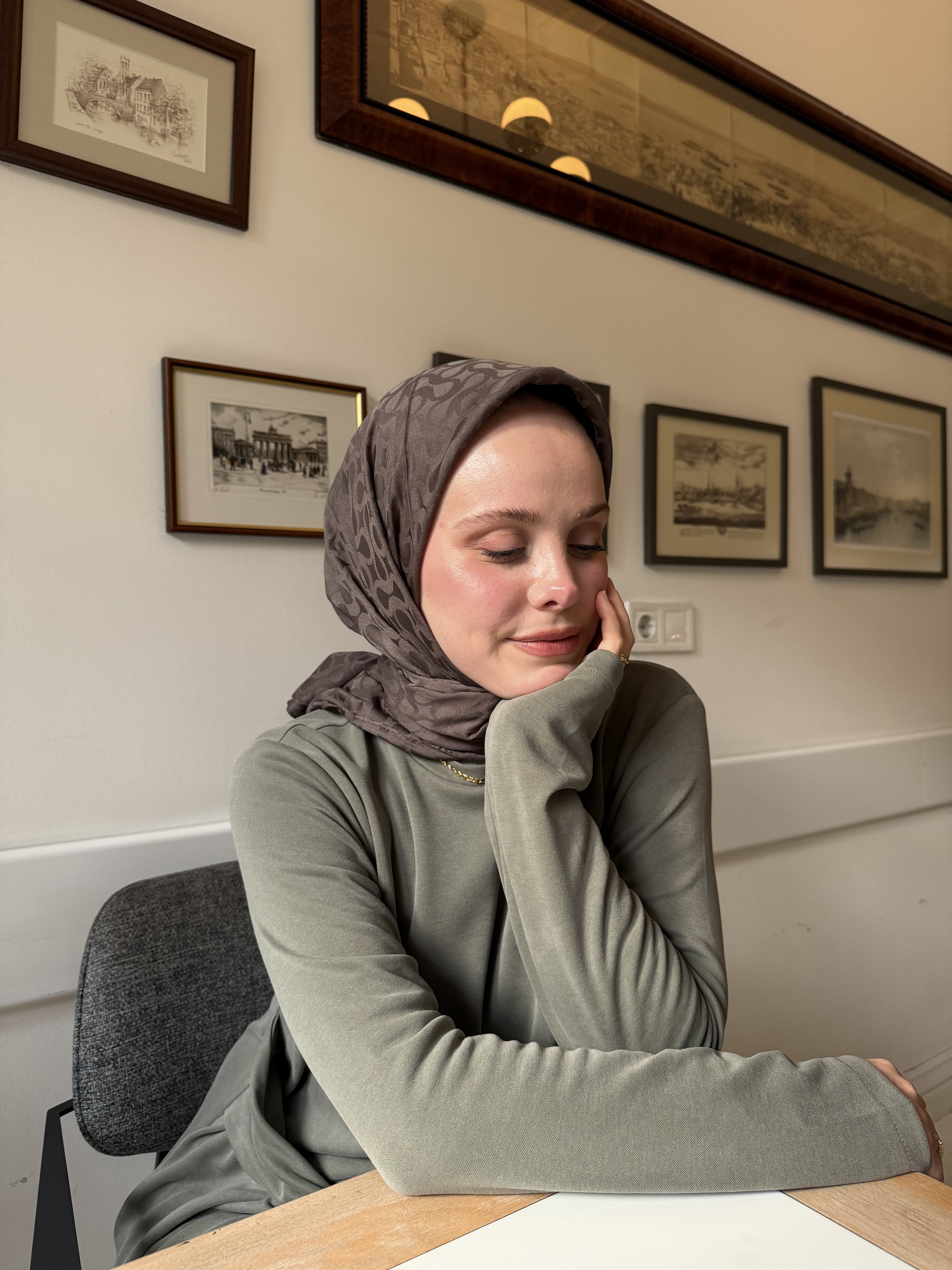 CUOCA LOUNGE Bloom Desen Küllü Kahve %100 Cotton Eşarp