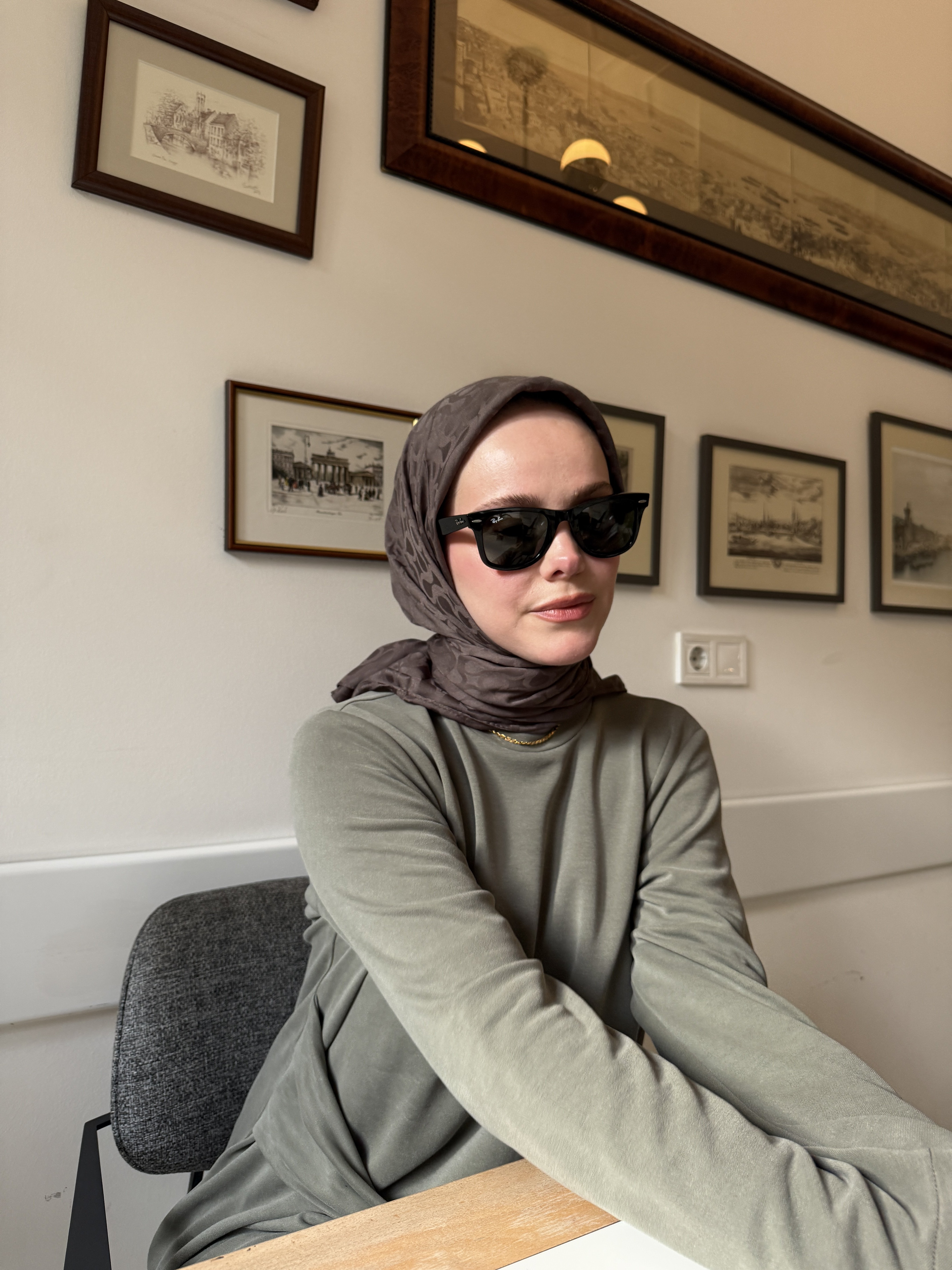 CUOCA LOUNGE Bloom Desen Küllü Kahve %100 Cotton Eşarp