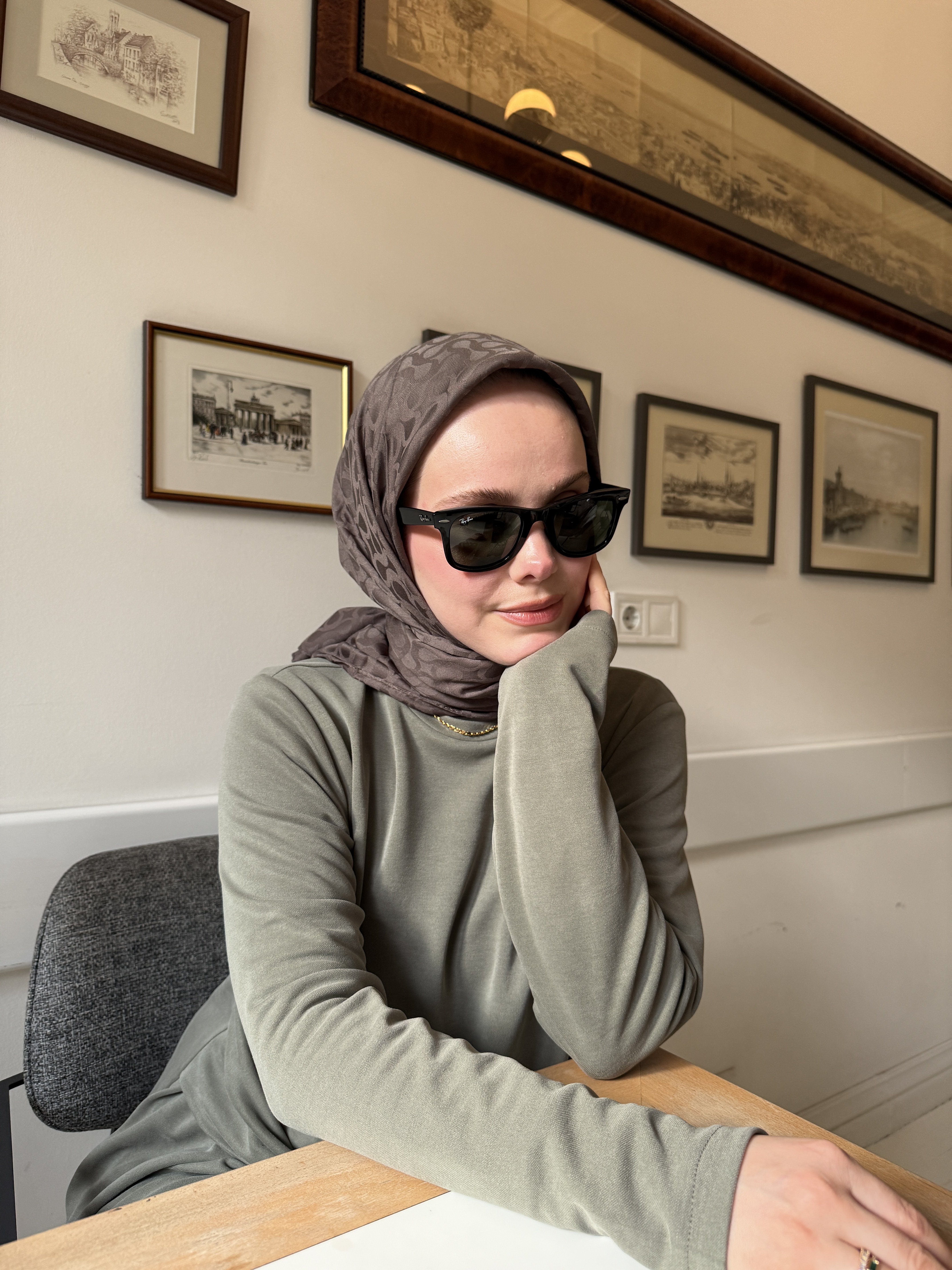 CUOCA LOUNGE Bloom Desen Küllü Kahve %100 Cotton Eşarp